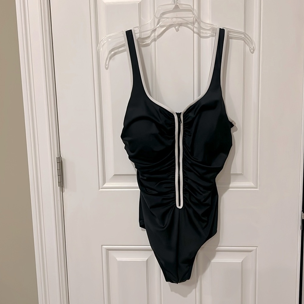 Size 16-  Zippered One Piece Swim Suit